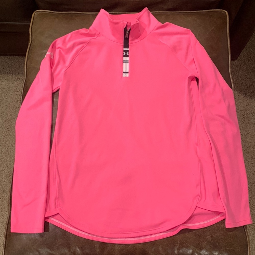 Under Armour Heat Gear Long Sleeve Hot Pink quarter zip pullover